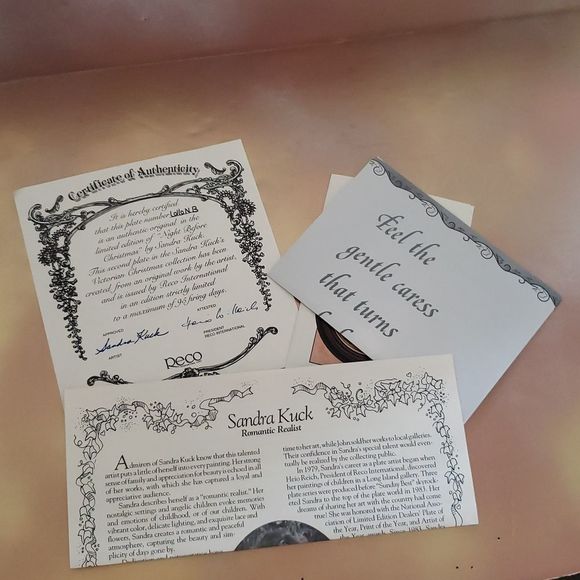 Decorative Christmas Plate with Girl and Teddy Bear - Picture 4 of 4